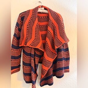 Orange and Blue Striped Cardigan